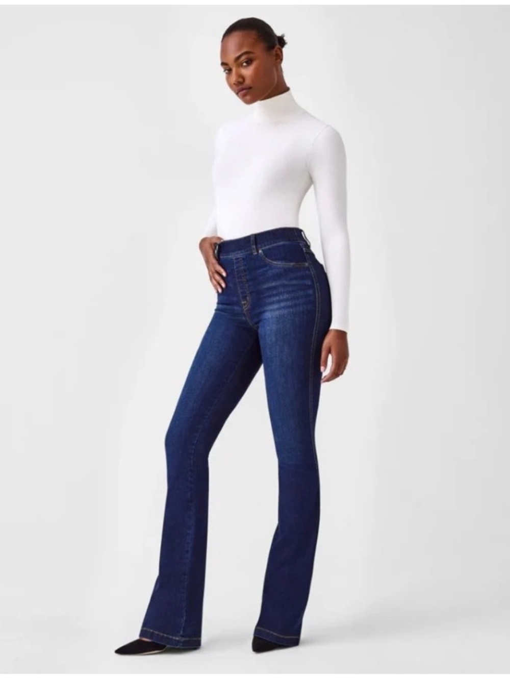 SPANX Flare Jeans Midnight Shade Pull-On High Rise 20327R Size Medium